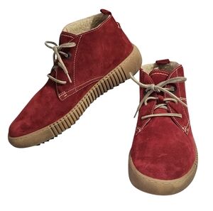 Josef Seibel Maren 02 Women Chukka Boots 41 US 10 Red Suede Sherpa Lined Germany